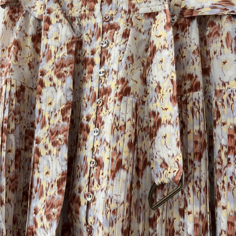NEW ULLA JOHNSON‎ Charline Floral Pleated Midi Skirt Belted NWT Size 2 100% Silk - Picture 5 of 16